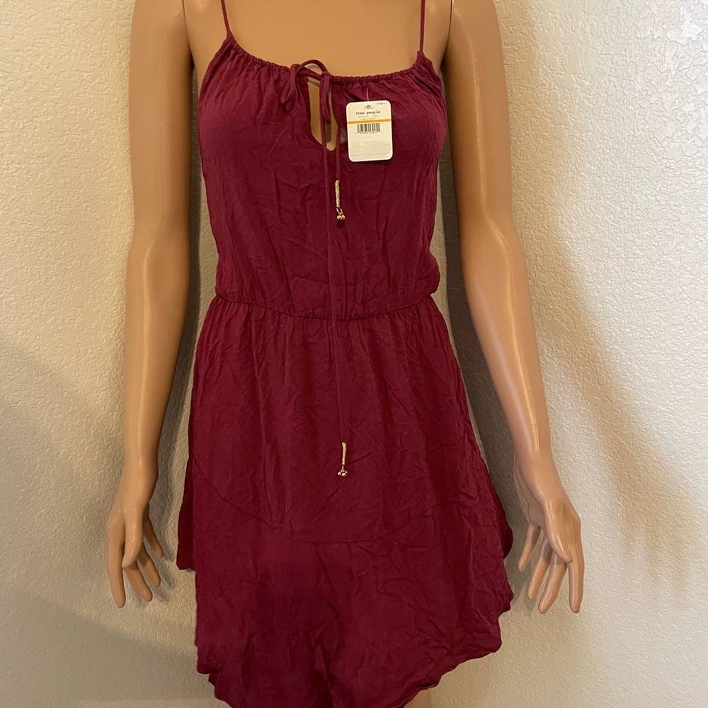 Sleeveless Tie-Front Spaghetti Strap Dress in Wine